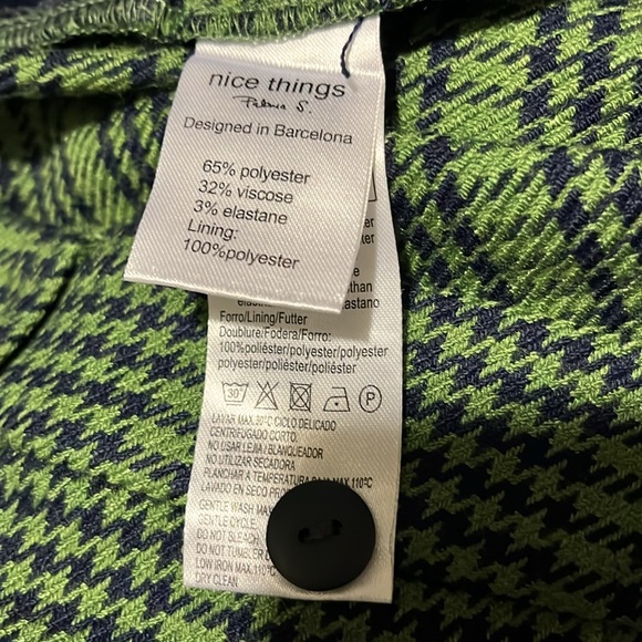 Anthropologie Nice Things, green/navy houndstooth slacks pants 10, 42, Med nwot - Picture 10 of 11